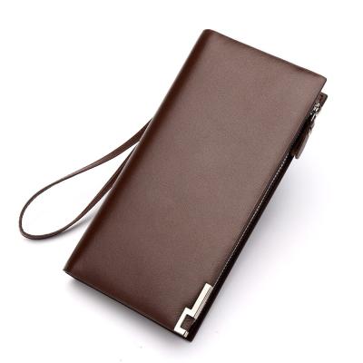 WALLETS Genuine Leather Wallet Men Business Clutch Wallets Coin Purse Coffee long wallet Or [B00000421]