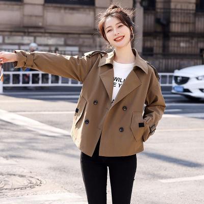 숏트렌치코트 FANSYLI 여성 쇼트 트렌치 코트 봄가을 캐쥬얼 점퍼 W2T27